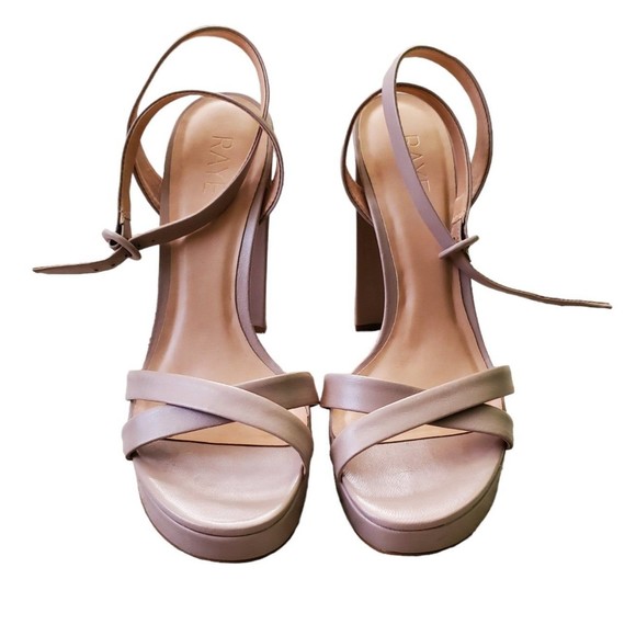 Raye Leather Strappy Platform Heels Sandals Pastel Pink Blush Nude Sz 10 - Picture 4 of 8